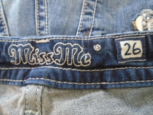 MISS ME Damen Denim Bling Strass Stretch Mid Rise EASY SKINNY Jeans 26 - Bild 7 von 9