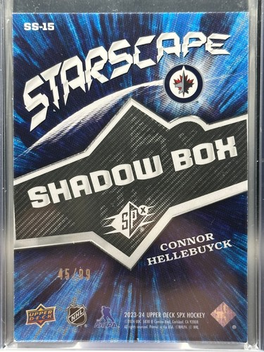 2023-24 UD SPX Connor Hellebuyck /99 Silver Spectrum Shadow Box #SS-15 Jets - Picture 2 of 2
