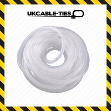 Image of CABLE TIDY SPIRAL WRAP WIRE PROTECTION BINDING ORGANISER BLACK CLEAR 25M REEL