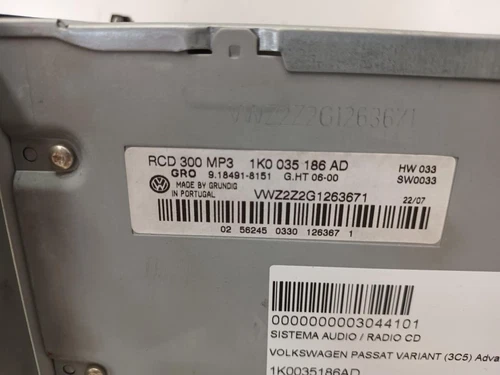 1K0035186AD Sistema Audio/Radio Cd para VOLKSWAGEN PASSAT VARIANT (3C5) 3044101 - Imagen 4 de 10