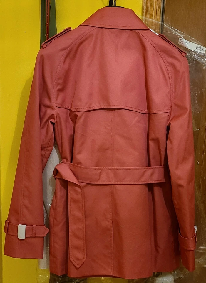 TRINCHERA CORTA SÓLIDA COACH F86050 NUEVA CON ETIQUETAS TALLA S Fresa Foto 2 de 2