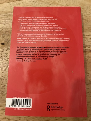 Routledge Philosophy Guid To Derrida on Deconstruction, Paperback - Imagen 3 de 6