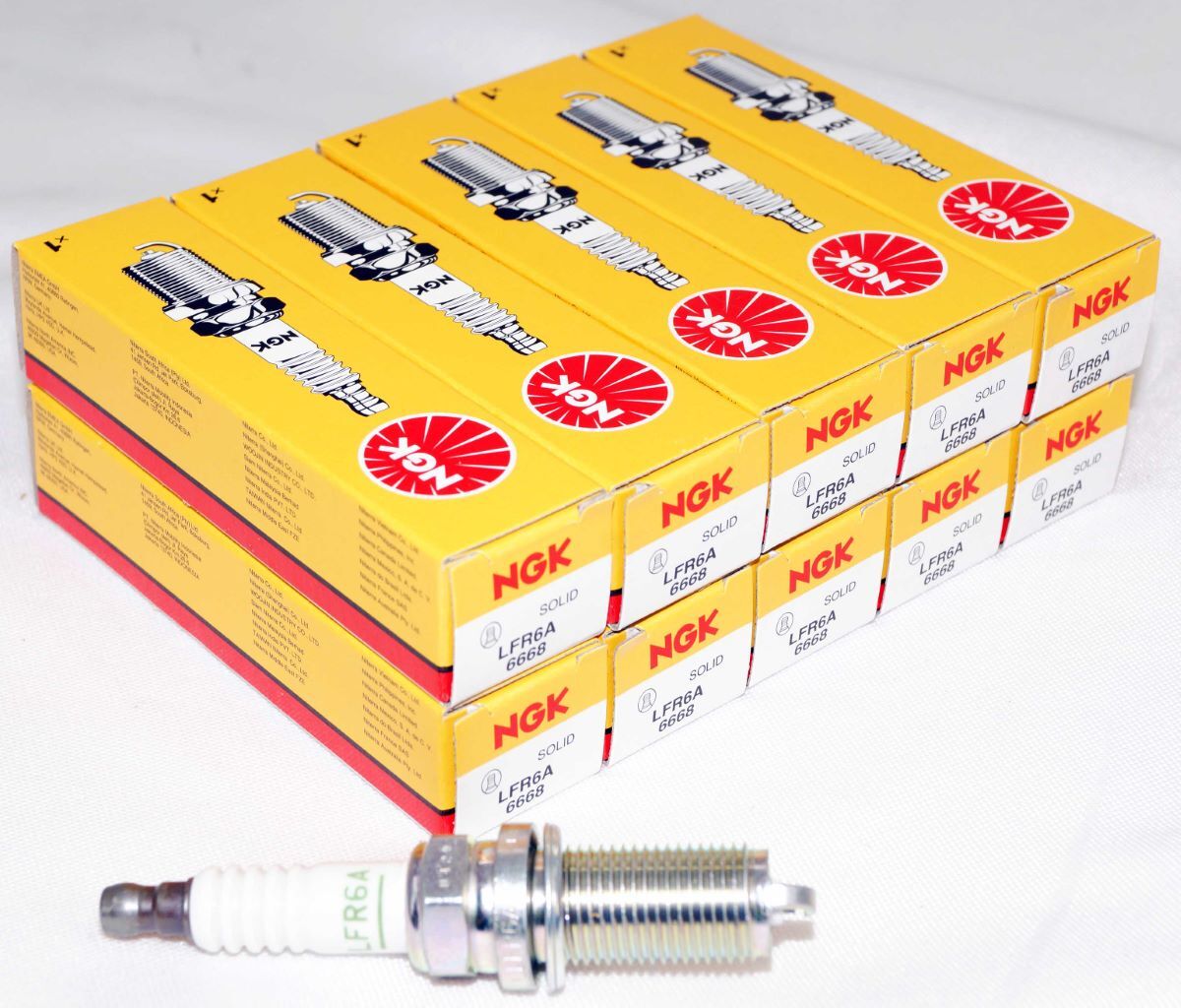 Set of 10 Genuine NGK 6668 LFR6A V-Power Spark Plugs