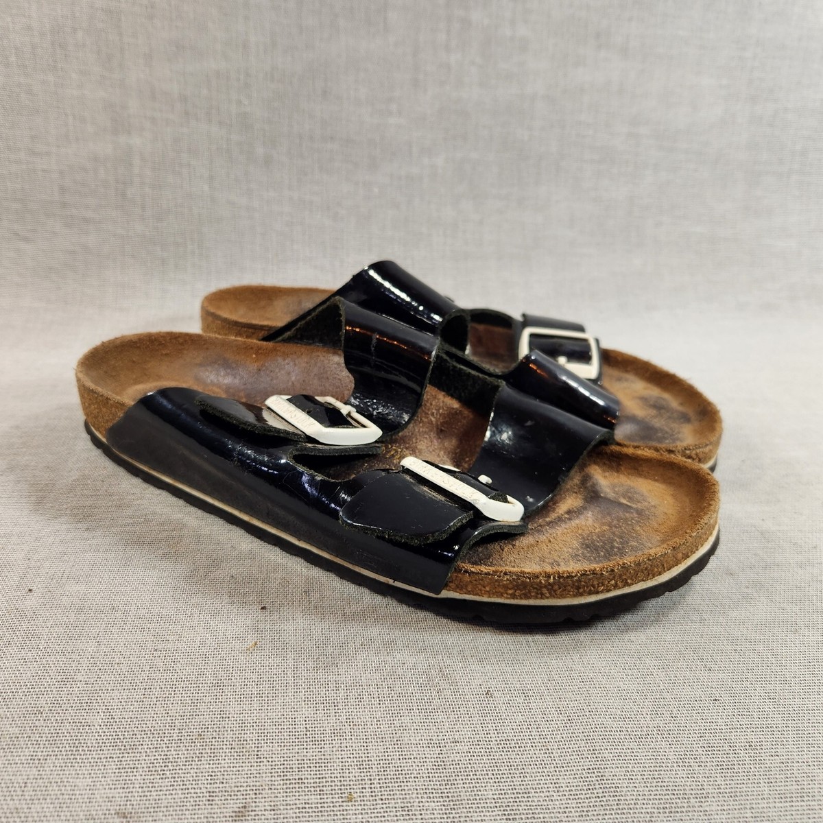 Birkenstock Black Patent Leather Double Strap Buckle Womens 