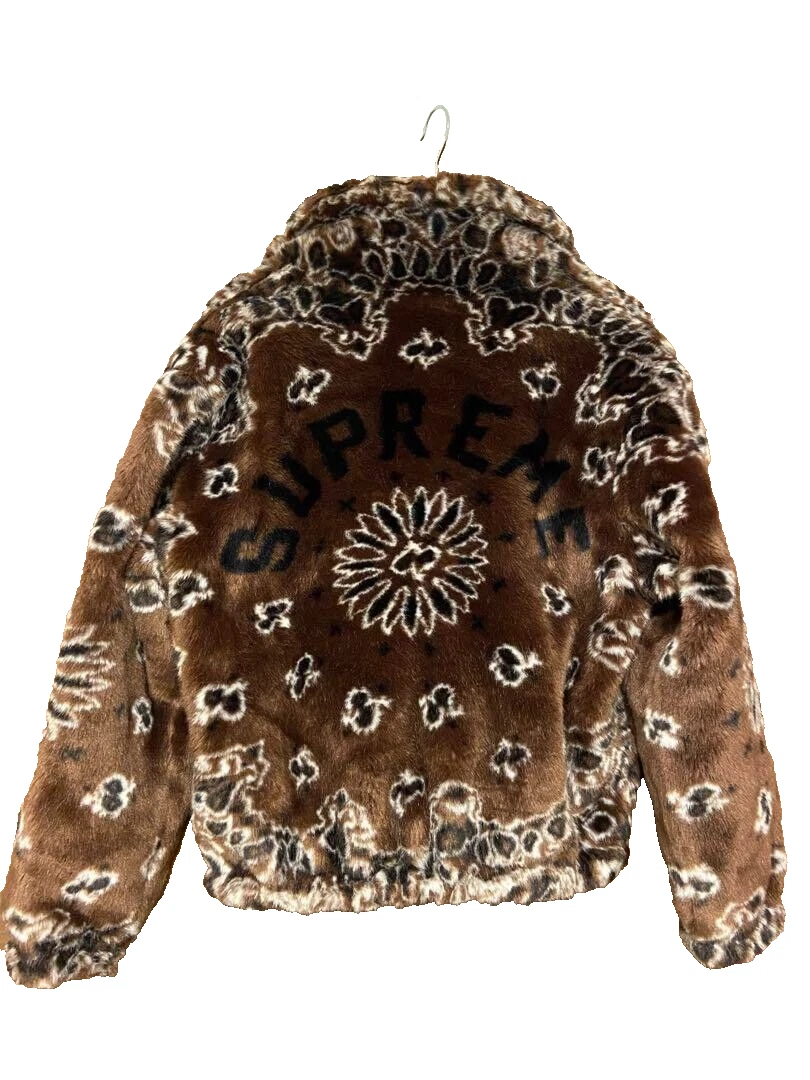 Blouson bomber fausse fourrure marron Supreme Bandana taille S