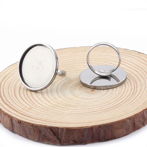 4x Stainless Steel Ring Settings Blanks Base Fit 20mm 25mm Round Glass Cabochons - Picture 6 of 6