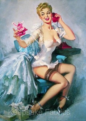 Pin Up Lady Admiring Orchid Gift Crazy Quilt Multi Szs