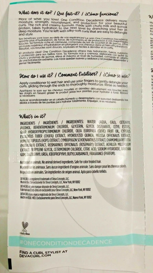 DEVACURL NO POO DECADENCE MOISTURIZING MILK CLEANSER/CONDITIONER SAMPLE DUO 2oz! - Image 2 of 3