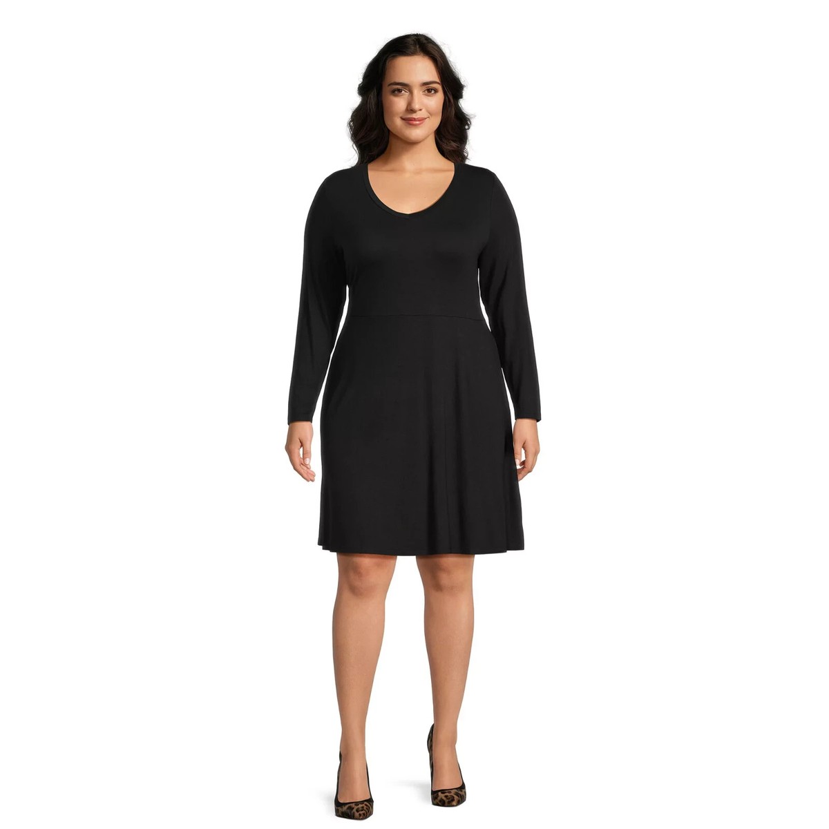 Terra & Sky Women's Plus Size Long Sleeve Swing Dress 0X (14W) Black | eBay Terra & Sky Women's Plus Size Long Sleeve Swing Dress 0X (14W) Black | eBay