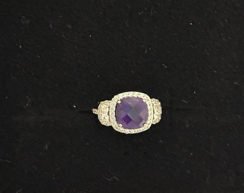 JTV "Y" 4.03CTW African Amethyst & Zircon Sterling Silver Ring Size 9 New - Imagen 3 de 3