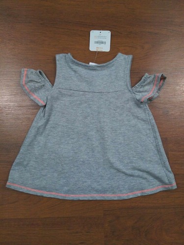 NWT Gymboree Grey Cold Shoulder Top Peach Stitching Girls 3T Blouse - Picture 6 of 12