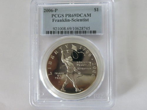 2006 FRANKLIN - SCIENTIST COMMEMORATIVE $1 PCGS PR69 ULTRA CAMEO - Picture 2 of 4