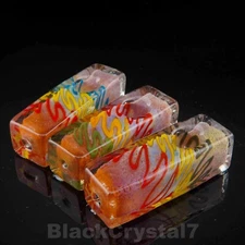 4 inch Handmade Mystery Red Square Rectangle Tobacco Smoking Bowl Glass Pipes