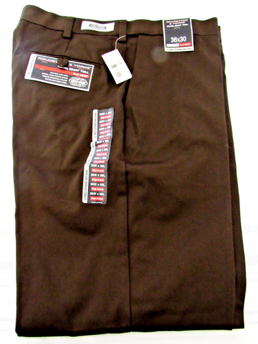 PANTALONES ROUNDTREE & YORKE TRAVELSMART MARRÓN FRENTE PLANO EXTENSOR CINTURA 36X30 NUEVOS CON ETIQUETAS - Imagen 3 de 6