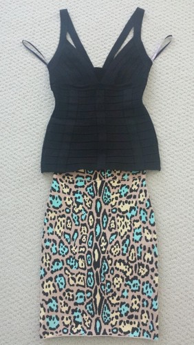 BCBG MAX AZRIA ANIMAL PRINT LUCINE BODY CONTOUR TUBE SKIRT: XS, MSRP $198, NWT - Picture 7 of 12
