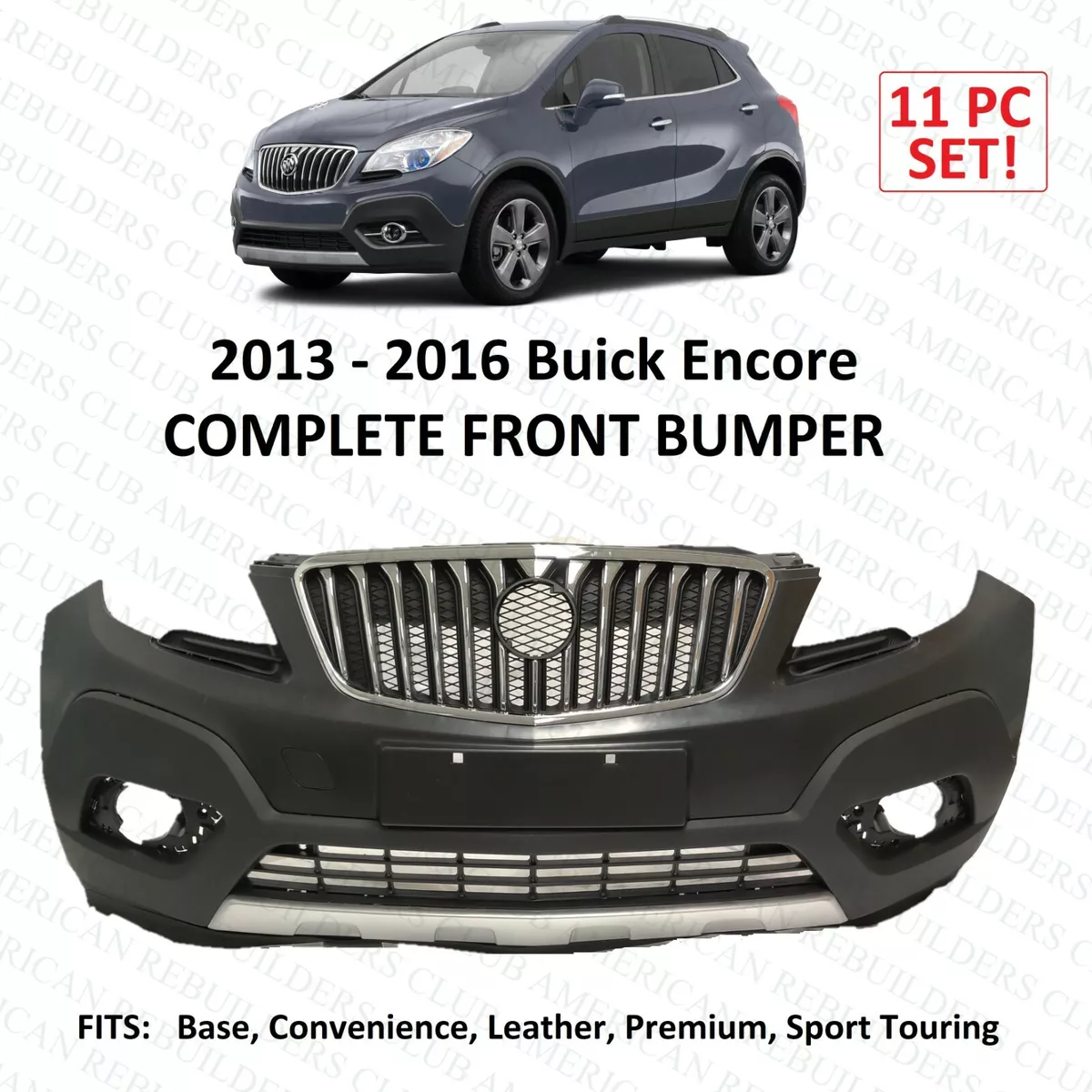 2013 2014 2015 2016 Buick Encore Front Bumper Set Upper Lower With All Grills