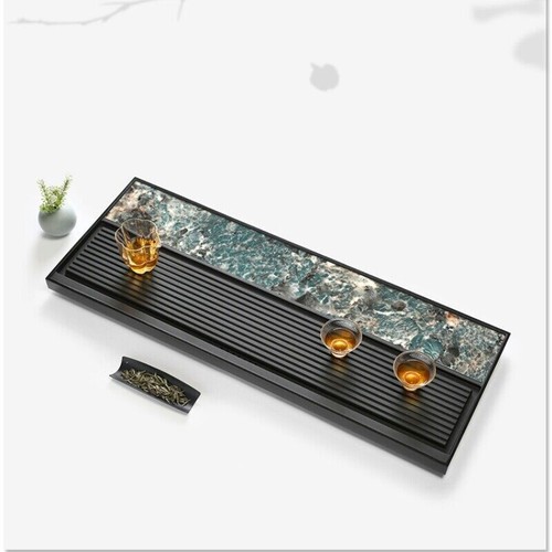 weighted stone tea tray water draining black stone serving tray natural stone - Picture 8 of 12