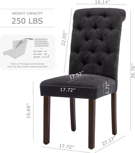 Dining Chairs Set of 2/4/6 Modern Upholstered Chair w/ Wooden Leg New - Picture 49 of 82