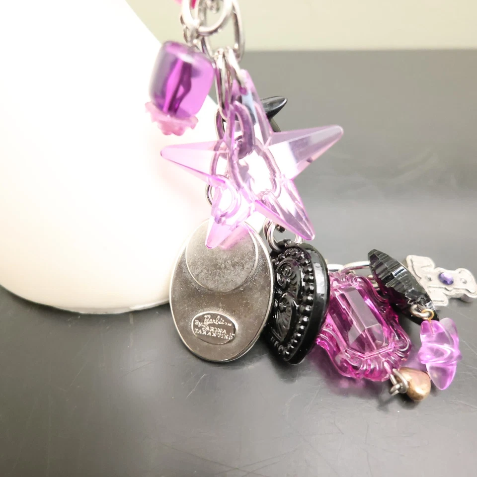 Tarina Tarantino bracelet Retro Barbie cameos purple hearts Swarovski silvertone - Image 4 of 4