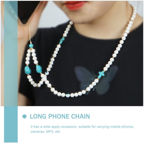 Set of 2 Turquoise Mobile Phone Chain Bead Lanyard Crystal Beaded - Zdjęcie 2 z 12
