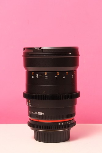 Rokinon Samyang 35mm T1.5 Nikon F Full Frame VDSLR/Cine Lens w Canon EF Adapter - Picture 2 of 8