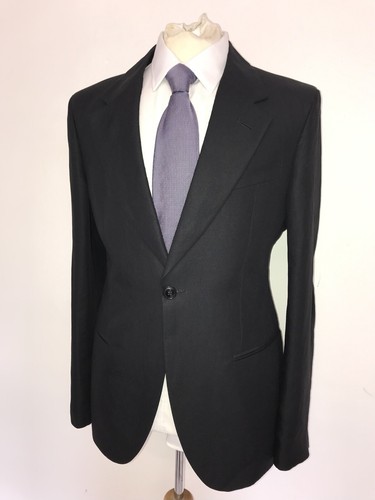 EMPORIO ARMANI - TRAJE DE LINO NEGRO LISO PARA HOMBRE - 40 Reg - W34 L35 - PIERNAS ANCHAS - Imagen 5 de 12