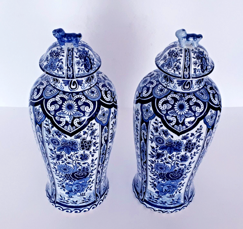 Antique DELFT BLUE & WHITE GINGER JAR- LIDDED VASE 13 INCHES - EXCELLENT - Picture 3 of 6
