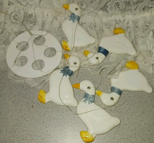 Vintage Weihnachten um die Welt Keramik Gänse Windspiel Neu im Karton