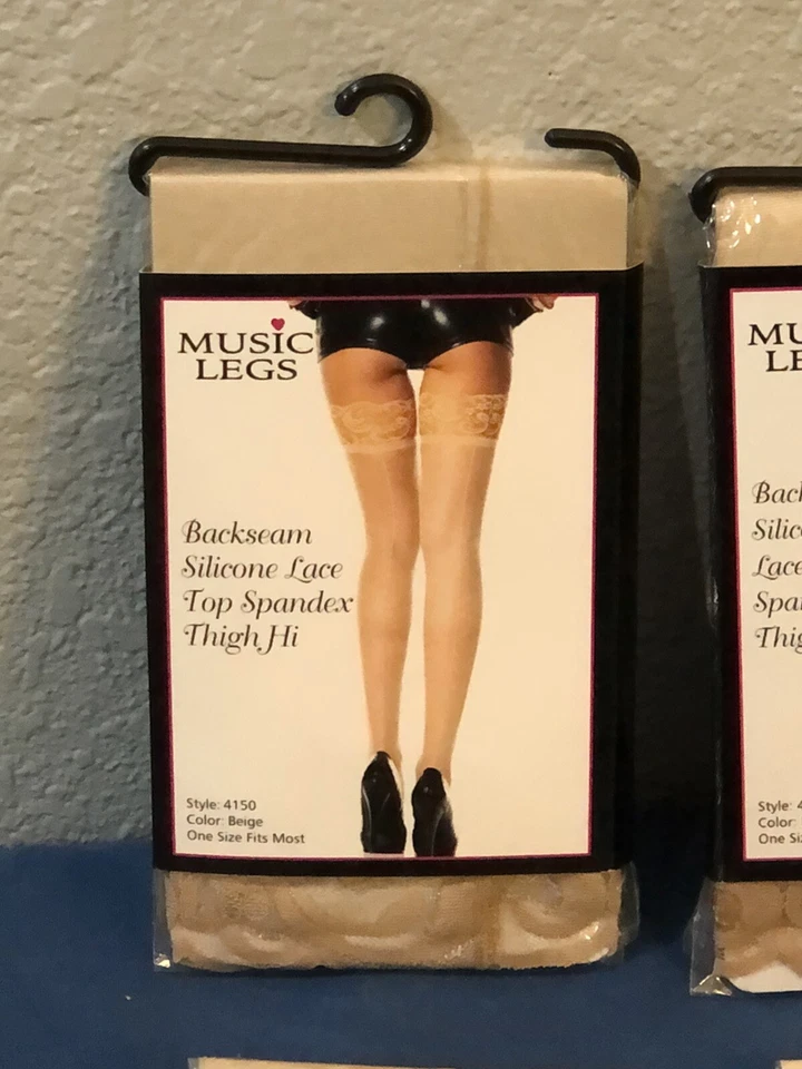 Lote de 10 patas de música costura trasera silicona encaje superior spandex muslo ajuste NUEVO estilo 4150 Foto 2 de 4