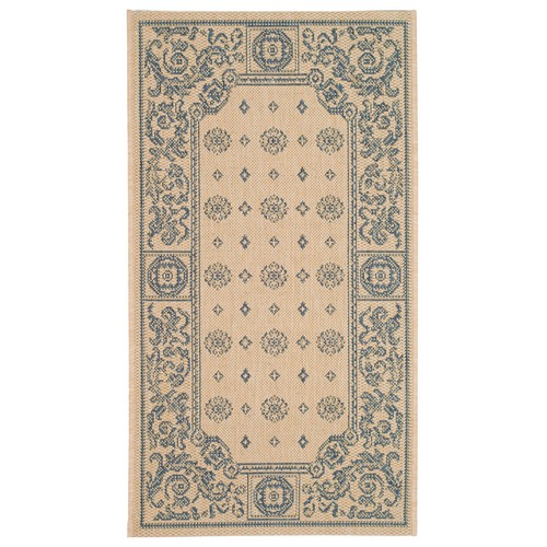SAFAVIEH Outdoor CY1356-3101 Courtyard Natural / Blue Rug - Picture 7 of 18