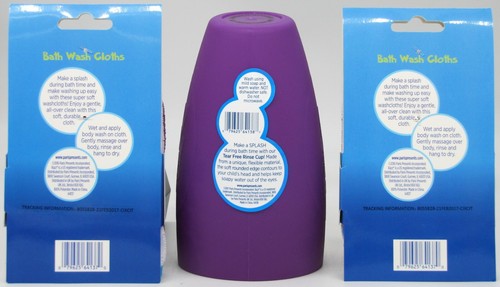 RAZZ Baby Tub Time Fun Bath Rinse Cup 6 Wash Cloths Purple Toddler Kid BPA Free - Picture 2 of 10