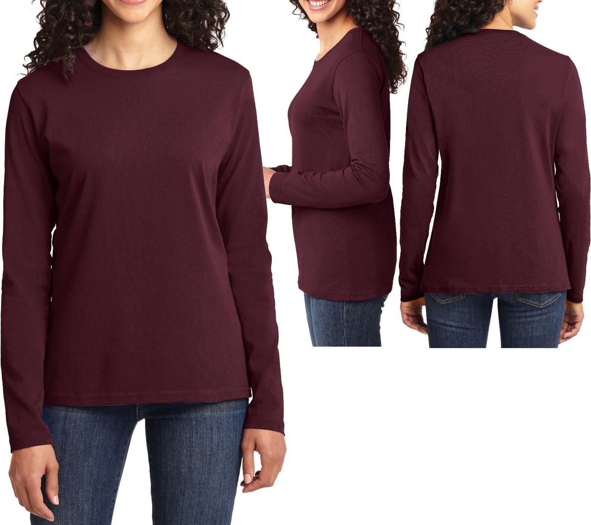 Lades Plus Sze Long Sleeve T-Shrt Mosture Wckng V-Neck Womens XL