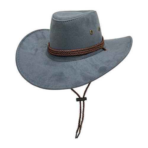 Cappello da cowboy vintage in pelle scamosciata stile britannico cappello da rancher western unisex - Foto 31 di 57