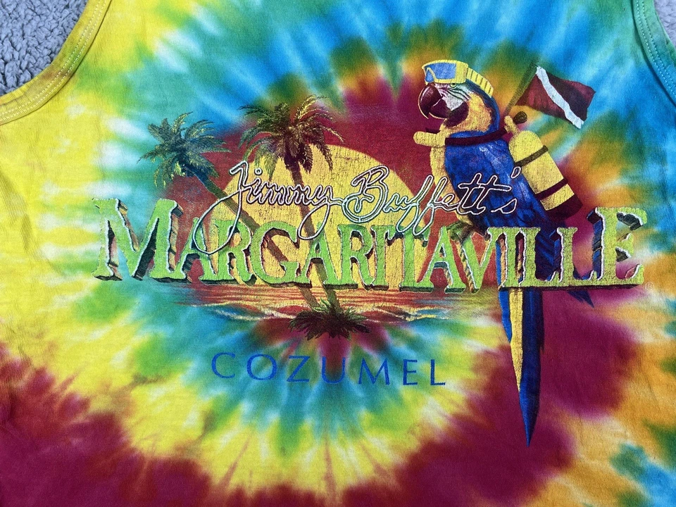 Jimmy Buffet Margaritaville Shirt Mens Medium Tank Top Tye Die Parrot Cozumel - Image 2 of 4