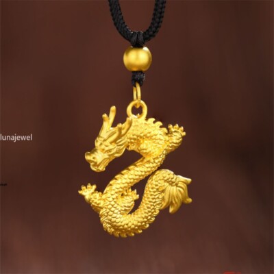 1pcs Pure 999 24K Yellow Gold Women Lucky Dragon Pendant