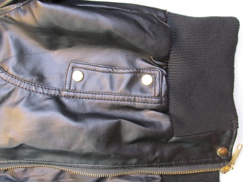 NWOT ASHLEY Bomber Jacket Girls Size XL Black Faux Leather Studded Full Zip - Picture 8 of 14