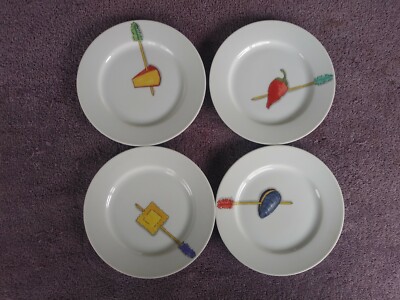 CRATE AND BARREL Tidbits Canape Plate Apptizer Nancy Green 6