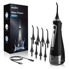 SEJOY Water Dental Flosser for Teeth Cordless Oral Irrigator 8 Nozzles Cleaner