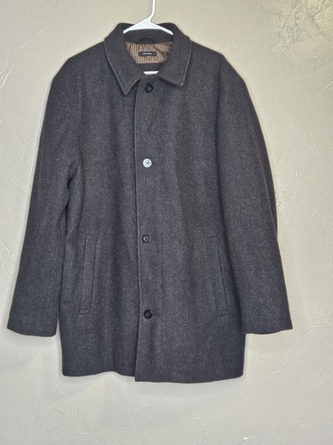 Claiborne Mens Winter Coat Black 100% Wool Heavy Jacket Button Up Size L/G - Bild 1 von 21