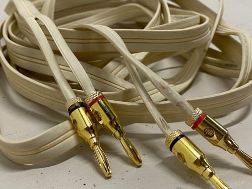 High End RCA Flat Ribbon Speaker Wire Cables - 2.4m Pair w Banana Plugs - USA - Picture 2 of 4
