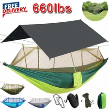 660lbs Double Person Camping Hammock Tent Portable with Mosquito Net Hanging Bed
