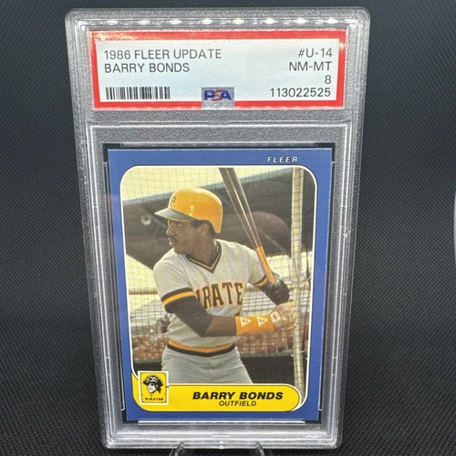 1986 FLEER UPDATE #U14 BARRY BONDS RC PSA 8 NM-MT Pirates