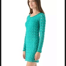 Free People Wild Thing Green Crochet Mini Dress