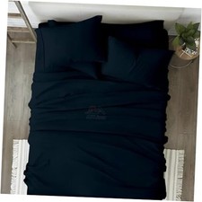 Sheet Set   100 Cotton, 6-Piece Sateen Queen Navy Blue 100 Cotton Sheets
