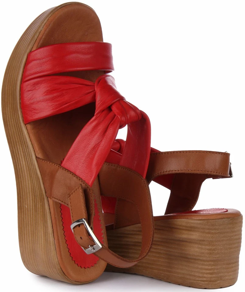 Justinreess Souple Bout Ouvert Cuir Confort Femmes Sandale Rouge Boucle UK 3 - 9 - Photo 4/4