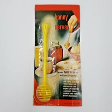 Vintage HONEY SERVER Yellow Plastic Syrup Dipper Utensil Old New Stock Hong Kong