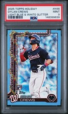 2025 TOPPS HOLIDAY LIGHT BLUE & WHITE GLITTER #H46 DYLAN CREWS PSA 9
