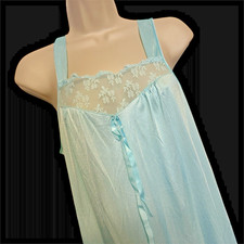 Henson Kickernick Blue Nylon Nightgown Womens Size M Vintage