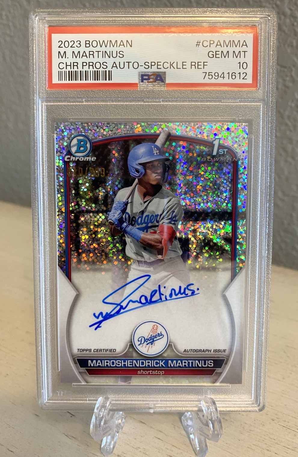 2023 Bowman Chrome Mairoshendrick Martinus Speckle AUTO 10/299 #CPAMMA PSA 10