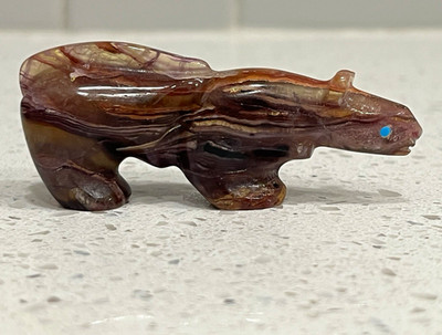Zuni Fetish Mountain Lion Ronnie Lunasee Banded Stone